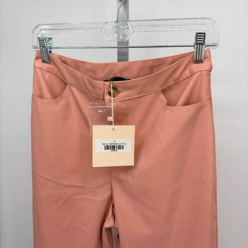 Kittenish Faux Leather Pants Small‎ Pink Blush Straight Leg NWT $64